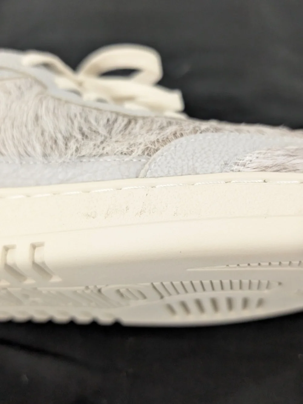 Axel Arigato Dice T-Toe Pony Hair Sneakers Light Gray Off White Men US 11 EU 45